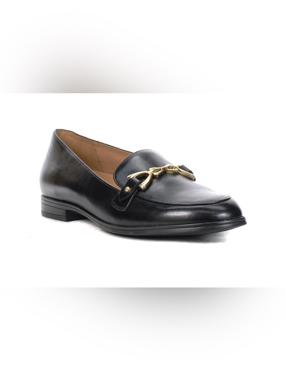 Naturalizer Black Leather Women's Loafer with Gold Horsebit size 8.5